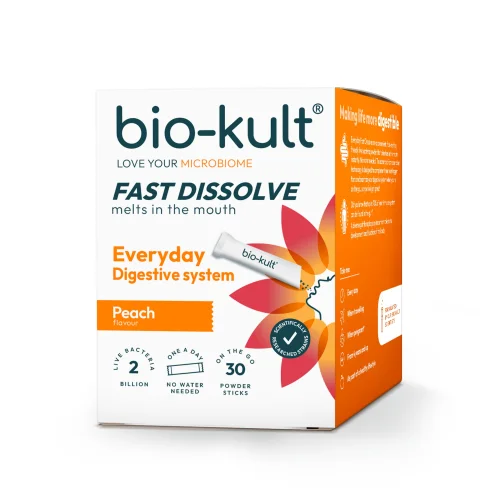 Bio-Kult Everyday Fast Dissolve Live Bacteria Powder Sticks, Peach Flavour Image 2