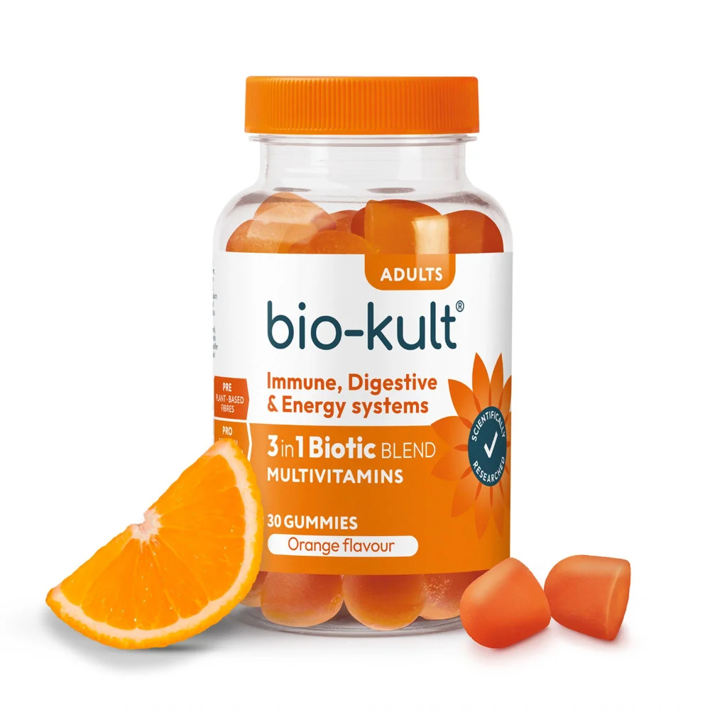 Bio-Kult 3-in-1 Biotic Blend Gummies for Adults, Orange Flavour Image 1