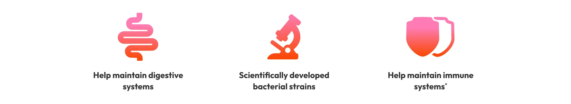 Help maintain digestive systems Scientifically developed bacterial strains Help maintain immune systems*